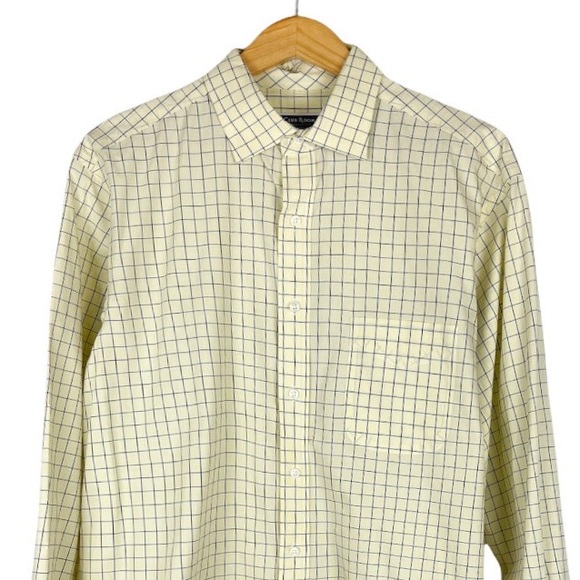 Club Room Charter Club Long Sleeved Button Down Windowpane Neck Size 16 1/2 - Picture 2 of 7
